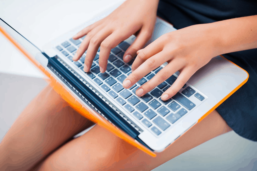 woman using a laptop